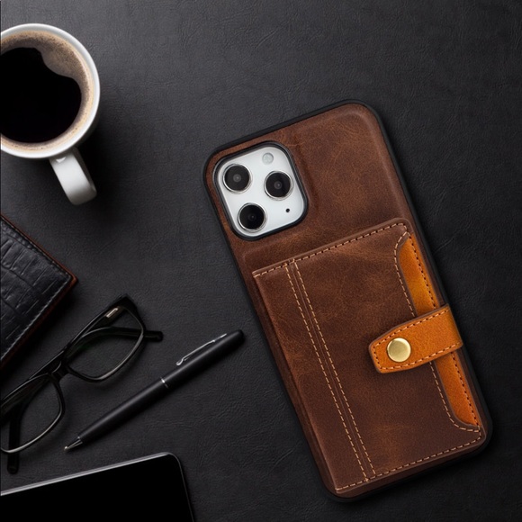 Chestnut Brown Leather Card Holder Case iPhone 13 Pro Max - Picture 6 of 6